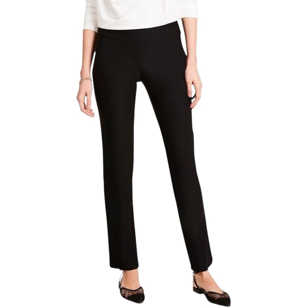 NIC+ZOE Wonderstretch Pull On Pants Black Straight Leg Career Minimalist Chic 4